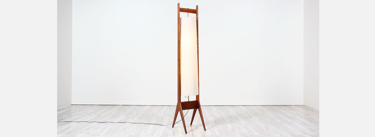 Mid-Century Modern Sculptural Walnut Floor Lamp