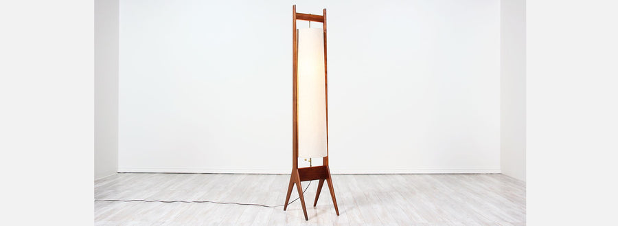 Mid-Century Modern Sculptural Walnut Floor Lamp