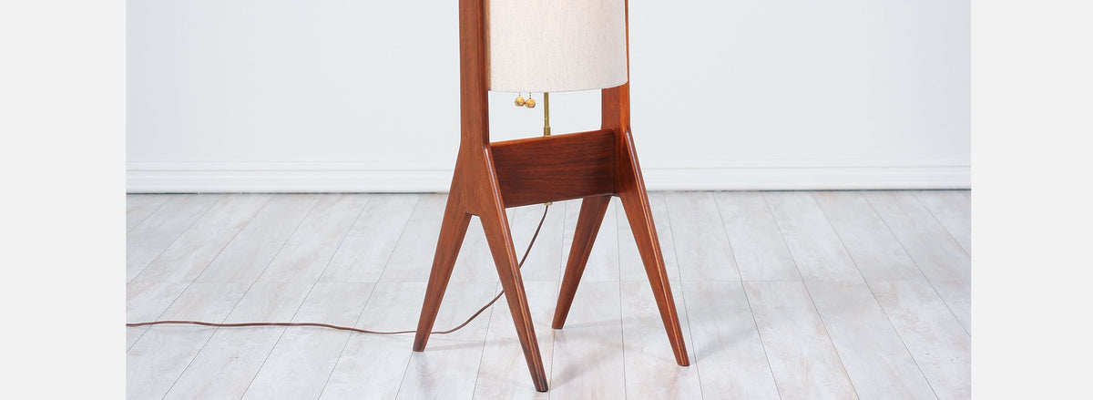 Mid-Century Modern Sculptural Walnut Floor Lamp