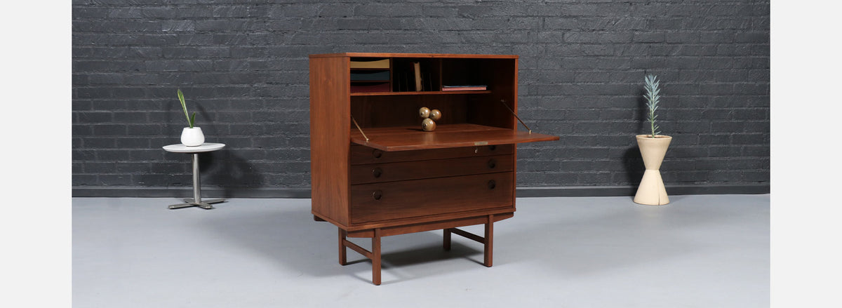 Yngve Ekström Walnut Drop-Leaf Writing Desk for Dux