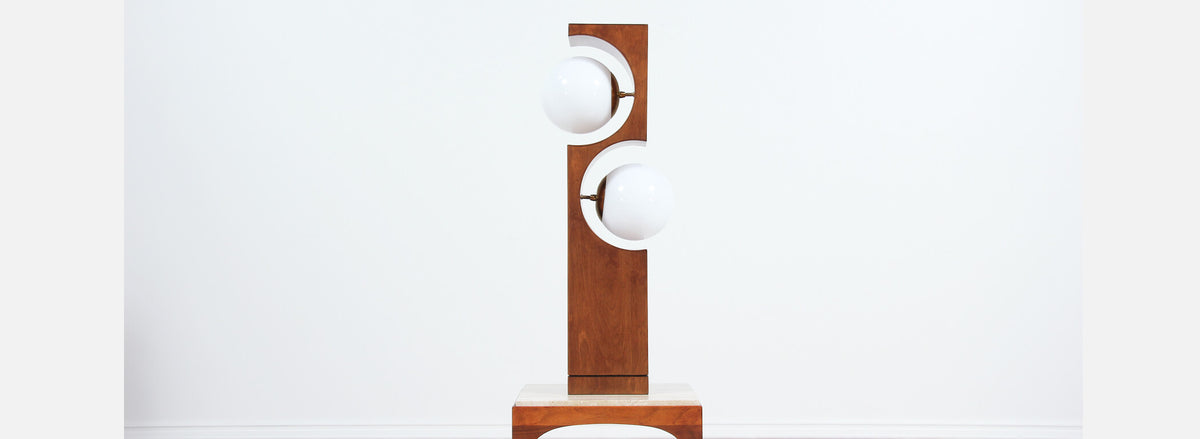 Mid-Century 2-Globe Geometric Table Lamp by Modeline