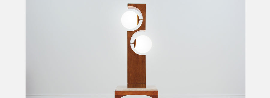 Mid-Century 2-Globe Geometric Table Lamp by Modeline