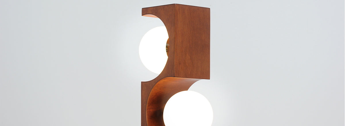 Mid-Century 2-Globe Geometric Table Lamp by Modeline