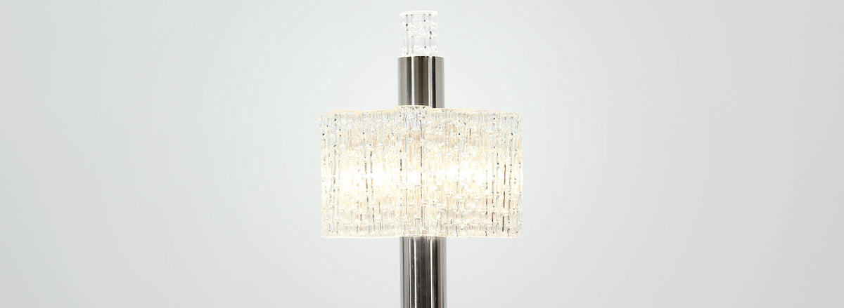 Mid-Century Chrome & Murano Table Lamp by Doria Leuchten