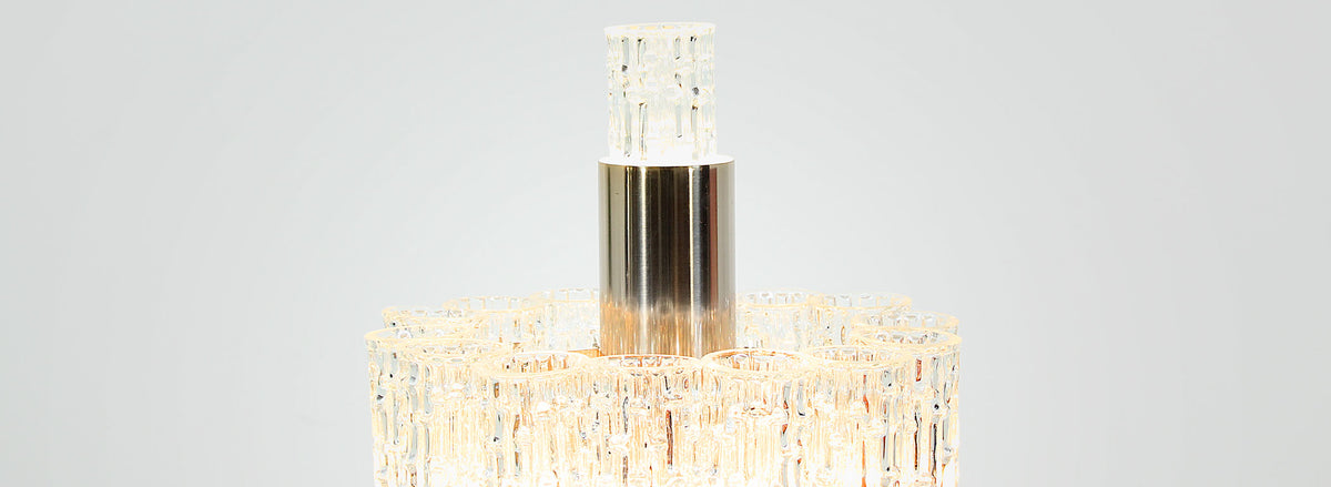 Mid-Century Chrome & Murano Table Lamp by Doria Leuchten