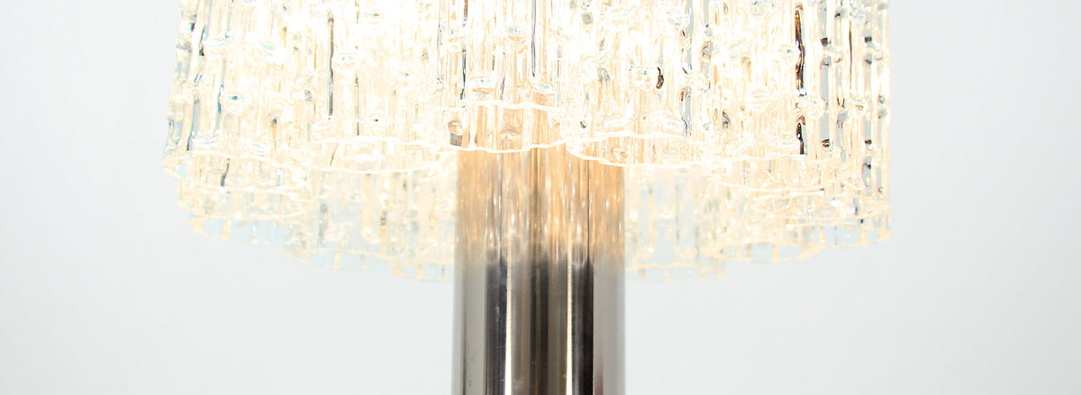 Mid-Century Chrome & Murano Table Lamp by Doria Leuchten