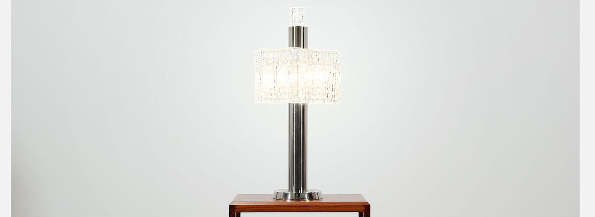Mid-Century Chrome & Murano Table Lamp by Doria Leuchten