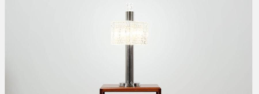 Mid-Century Chrome & Murano Table Lamp by Doria Leuchten