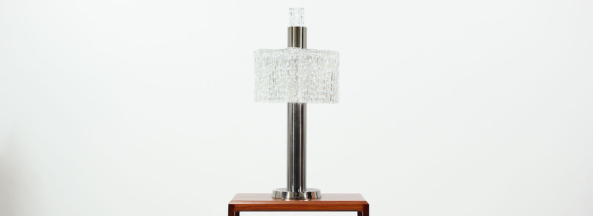 Mid-Century Chrome & Murano Table Lamp by Doria Leuchten