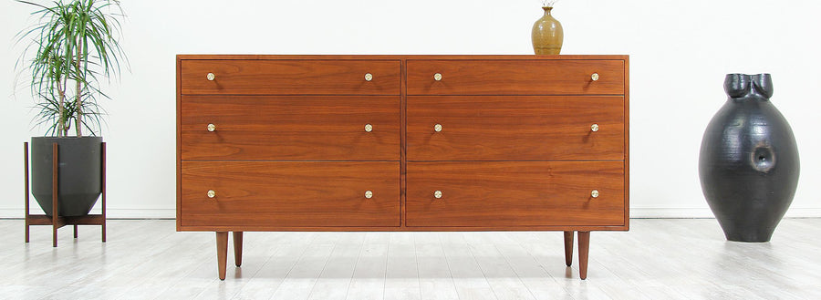 Milo Baughman 6-Drawer Walnut Dresser for Glenn of California