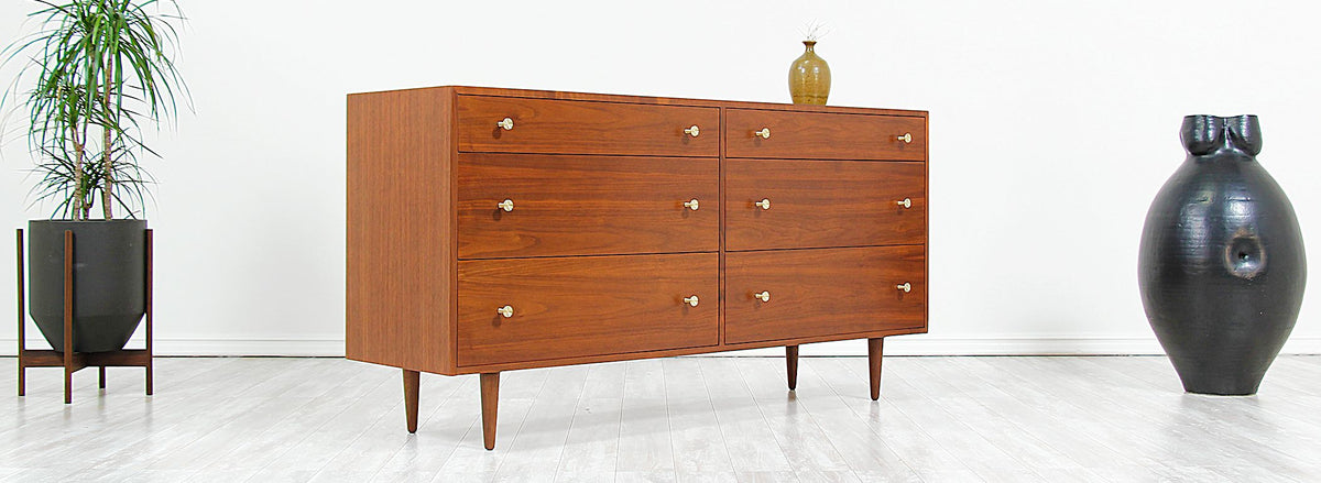 Milo Baughman 6-Drawer Walnut Dresser for Glenn of California
