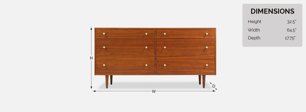 Milo Baughman 6-Drawer Walnut Dresser for Glenn of California