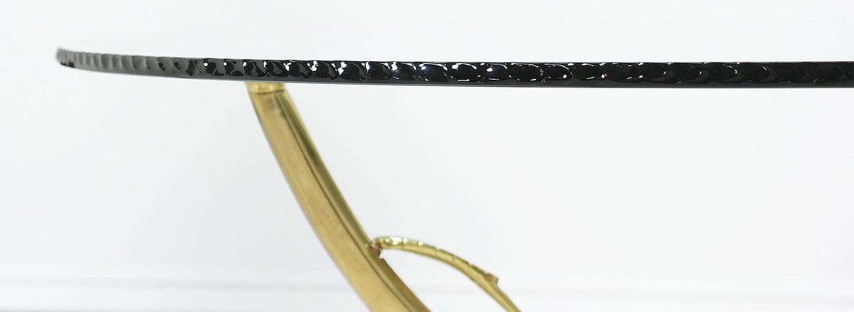 Mid-Century Brass Lotus Flower & Glass Top Coffee Table