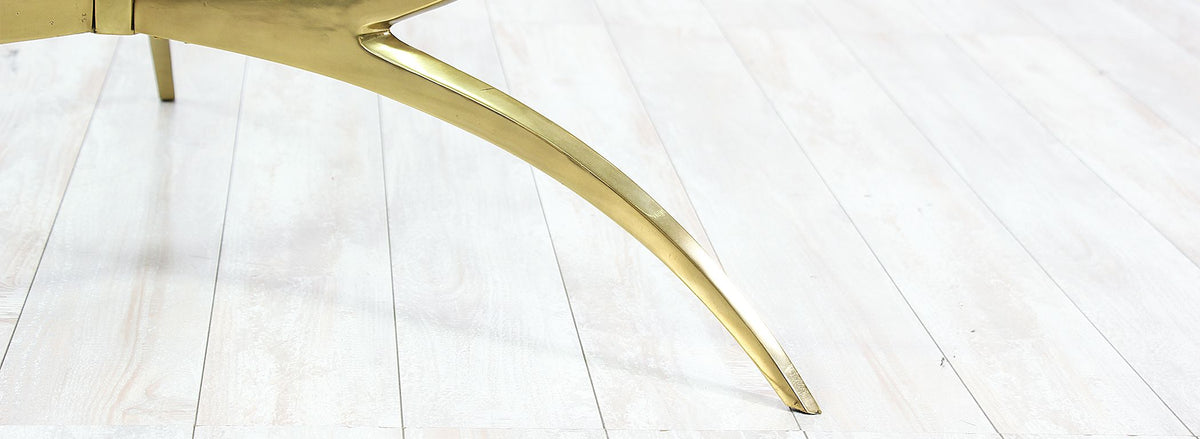Mid-Century Brass Lotus Flower & Glass Top Coffee Table