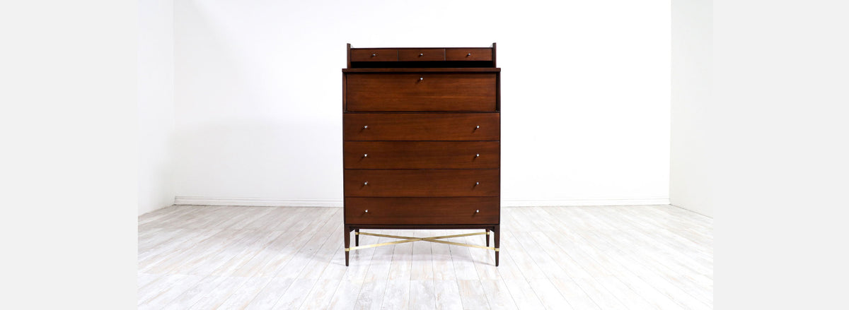 Paul McCobb "Irwin Collection" Chest of Drawers with Brass Accents for Calvin Furniture 