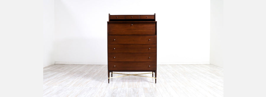 Paul McCobb "Irwin Collection" Chest of Drawers with Brass Accents for Calvin Furniture 