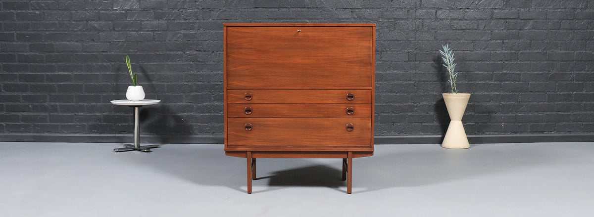 Yngve Ekström Walnut Drop-Leaf Writing Desk for Dux