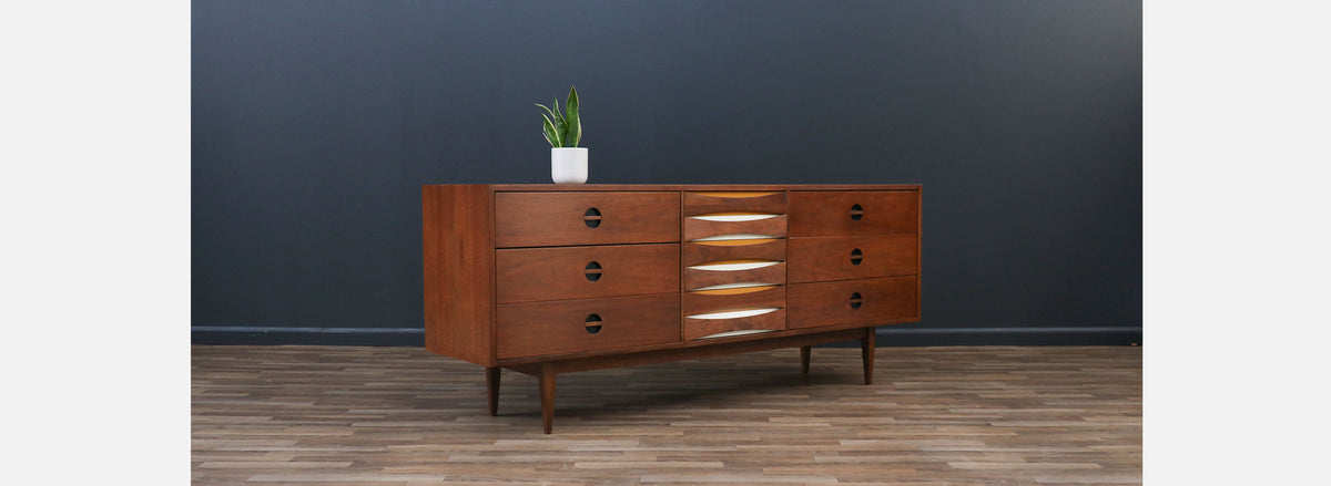 Mid-Century Modern Dresser w/ Lacquered Bowtie Drawers