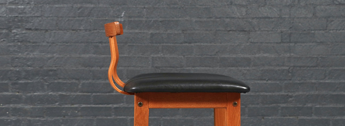 Danish Modern Teak & Leather Bar Stools by Korup Stolefabrik