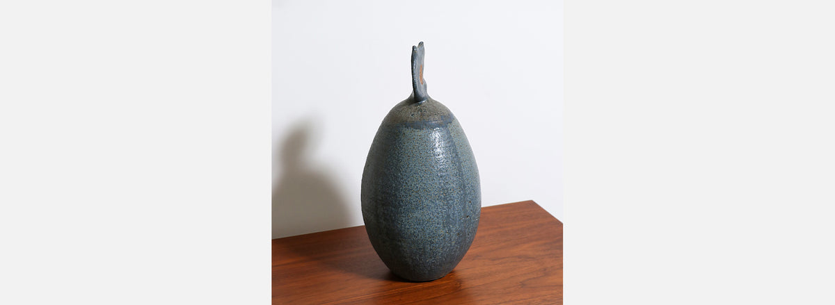 Mid-Century Modern Abstract Ceramic Sculpture, Signed