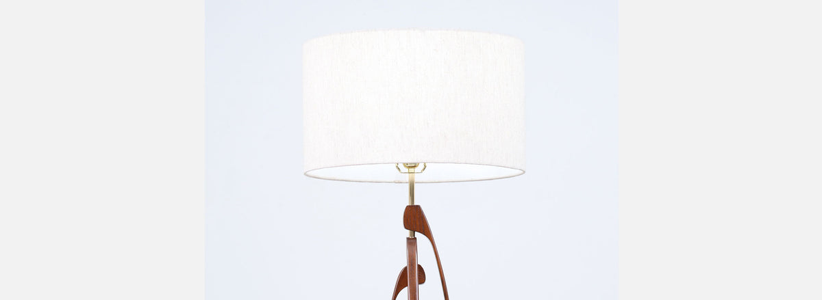 Mid-Century Modern Sculptural Walnut Table Lamp