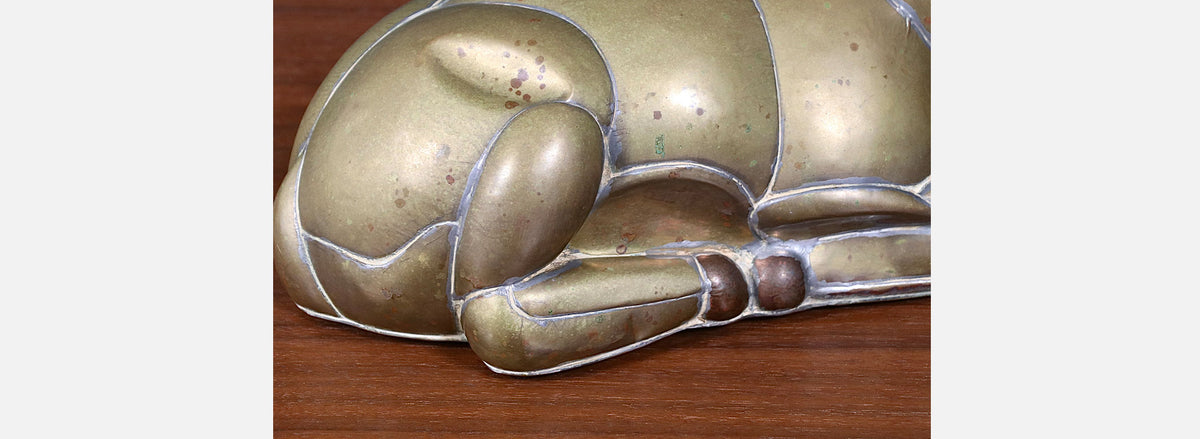 Mexican Modernist Brass & Copper Deer Sculpture by Sergio Bustamante