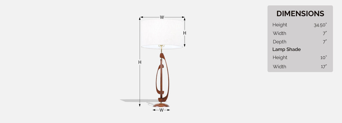 Mid-Century Modern Sculptural Walnut Table Lamp