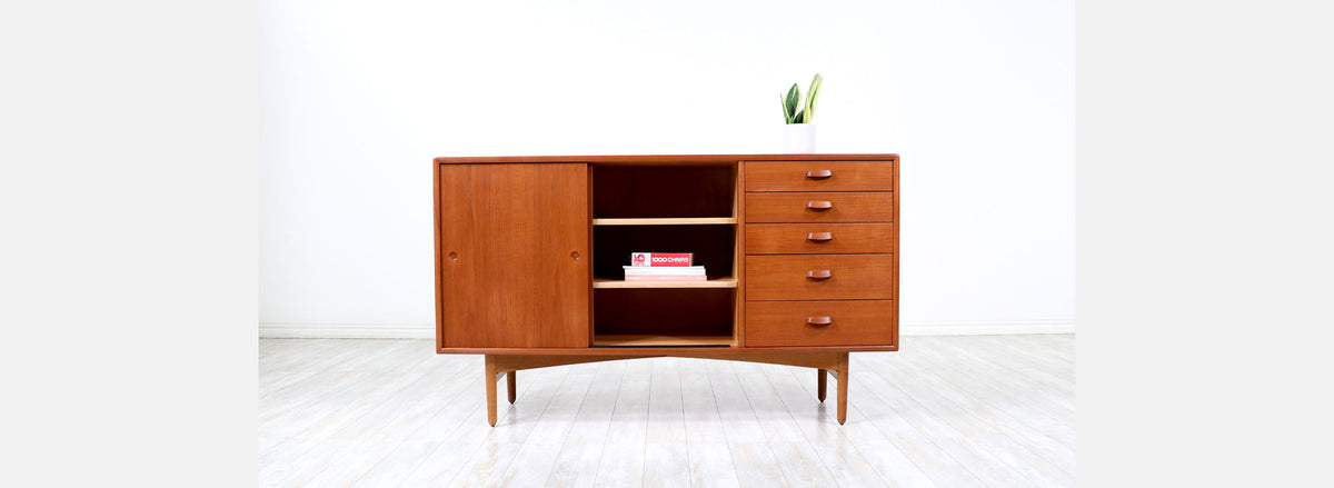 Svend Age Hansen Teak & Oak Credenza with Drawers for Naestved Møbelfabrik