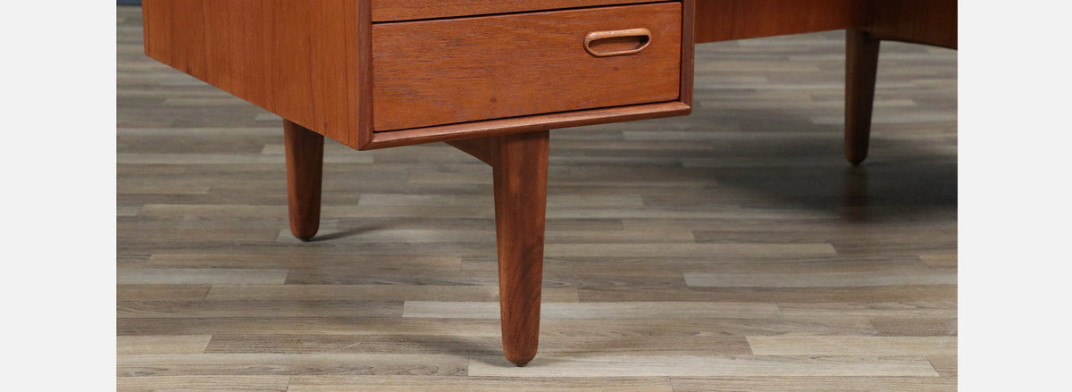 Danish Modern Floating Top Teak Desk w/ Bookcase