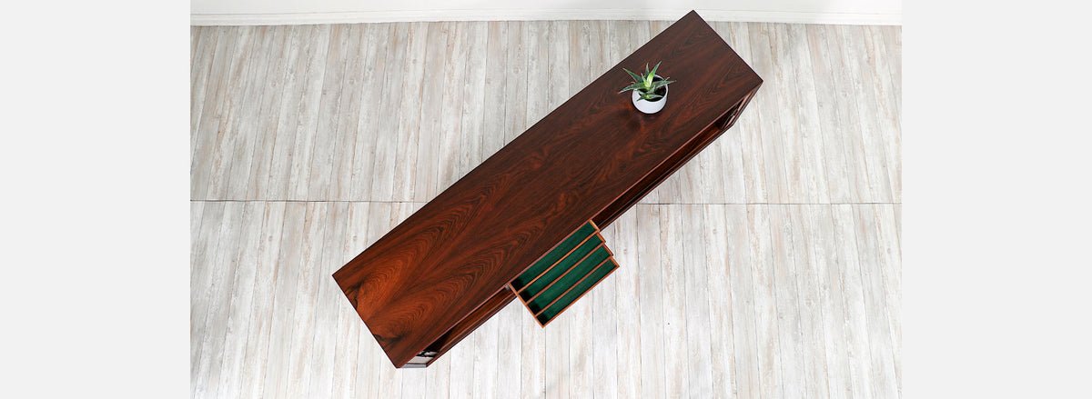 Svend A. Larsen Rosewood Tambour-Door Credenza for Faarup Møbelfabrik