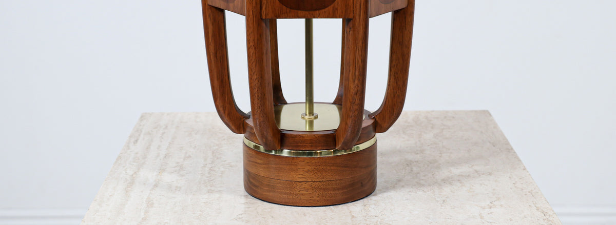 California Modern Sculpted Table Lamp with Inlaid Wood by Modeline of CA