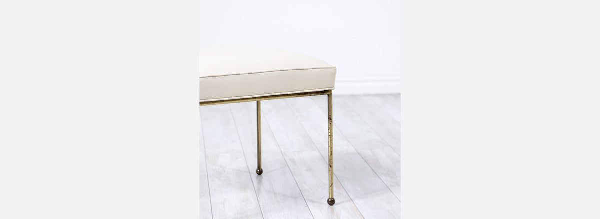 Mid-Century Modern Brass & Leather Stools by Frederick Weinberg
