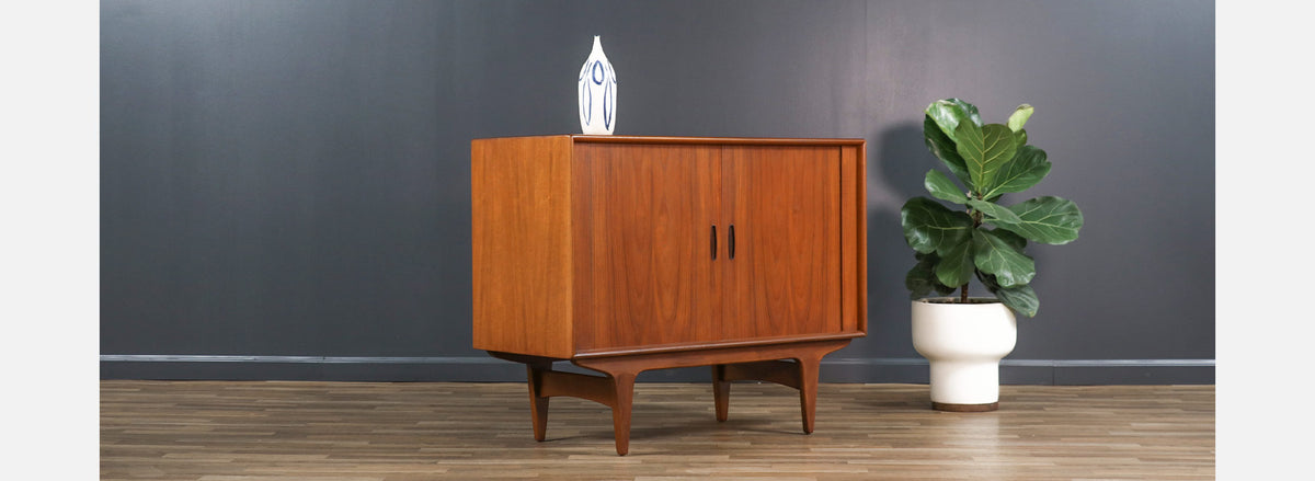 Danish Modern Teak Tambour-Door Cabinet