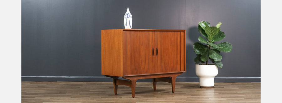 Danish Modern Teak Tambour-Door Cabinet