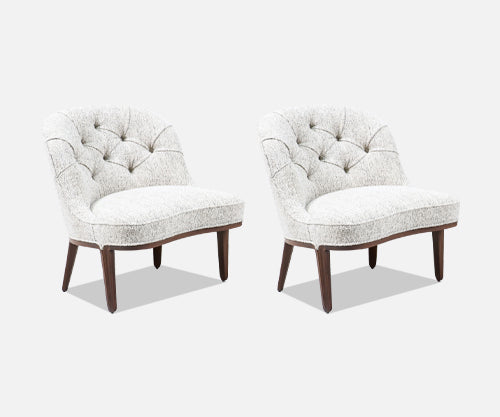 Edward J. Wormley "Janus" Boucle Slipper Chairs for Dunbar