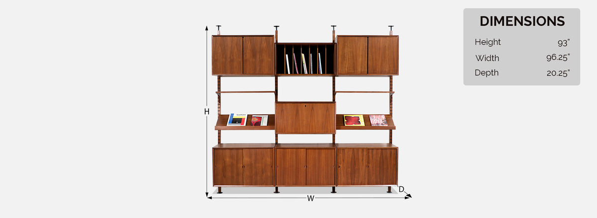 Danish Modern Tension Pole Wall Unit System by Poul Cadovius