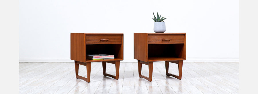 Danish Modern Teak Night Stands with Sculpted Bases