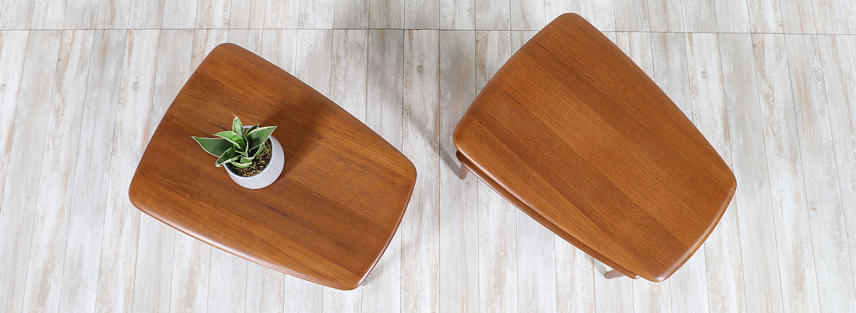 Peter Hvidt & Orla Mølgaard-Nielsen Teak & Cane Side Tables France & Søn 