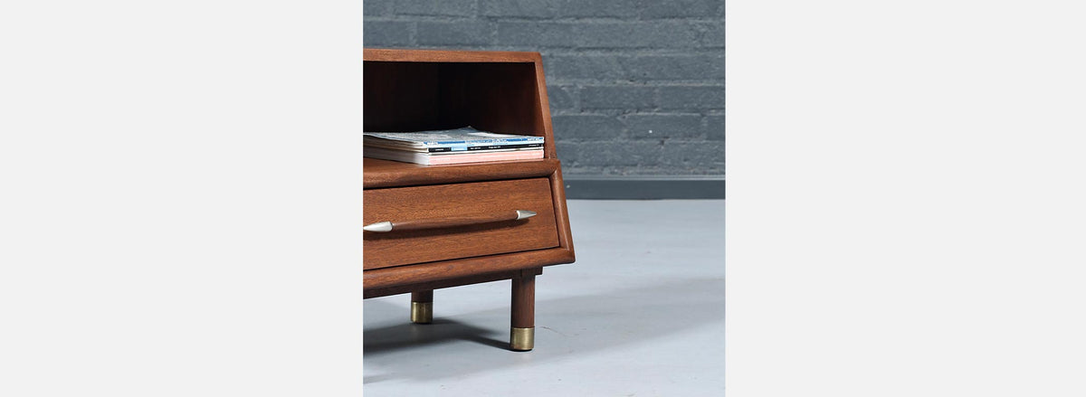 Californian Modern Night Stand w/ Bookcase by John Keal for Brown Saltman