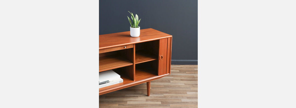 Axel Christiansen Teak Tambour-Door Credenza for Aco Mobler