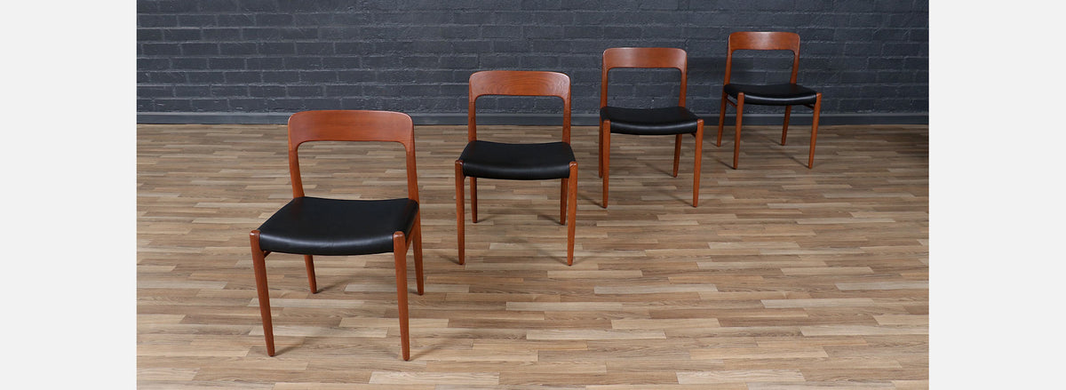Niels Moller Model-75 Teak & Leather Dining Chairs