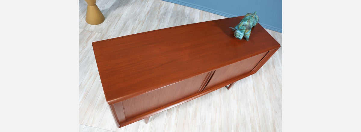 Bernhard Pedersen and Søn Tambour Door Teak Credenza
