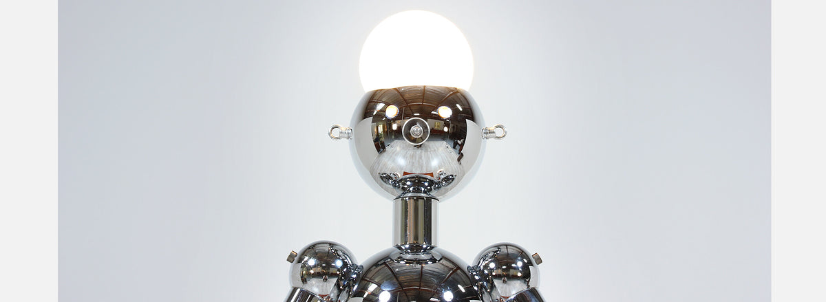 Italian Robot Sculpture Chrome Lamp by Torino