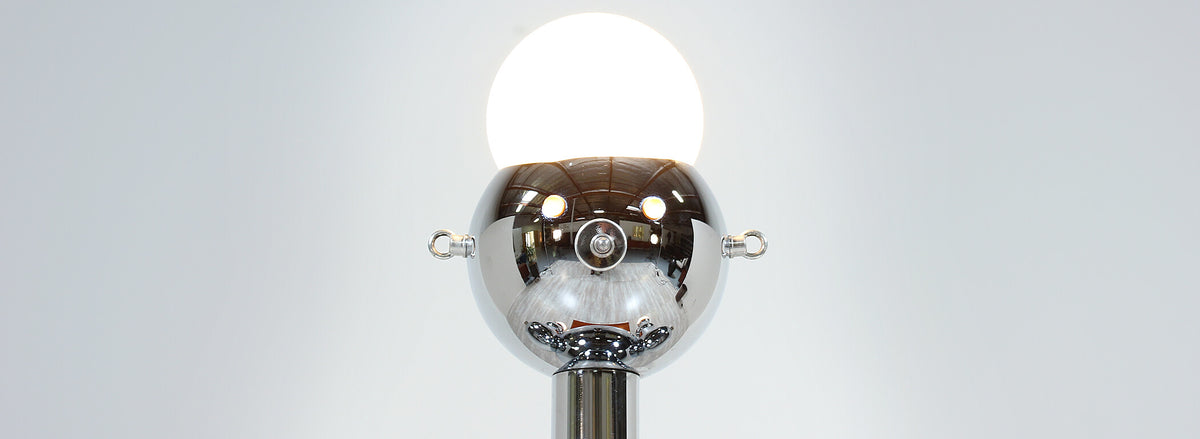 Italian Robot Sculpture Chrome Lamp by Torino