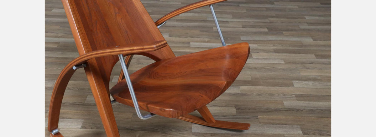 Californian Studio Modern Teak Rocking Chair by Leon Meyer