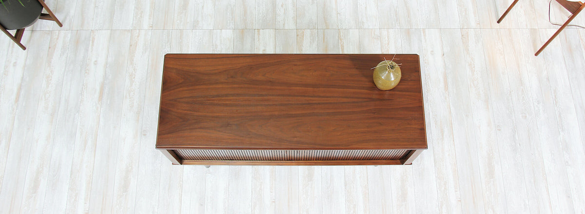 Mid-Century Modern Compact Tambour-Door Credenza by Barzilay 