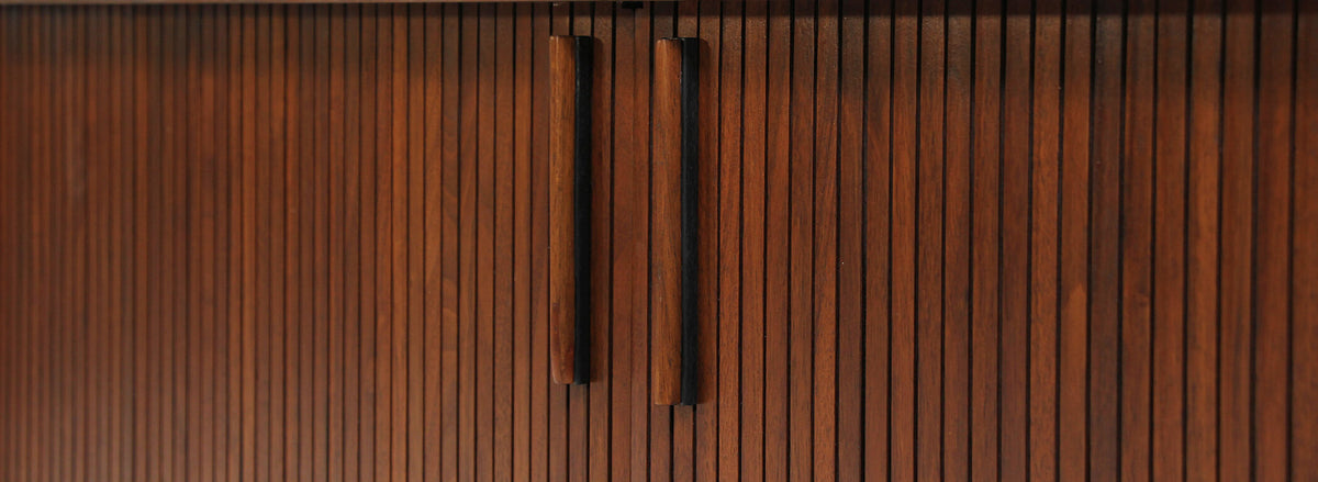 Mid-Century Modern Compact Tambour-Door Credenza by Barzilay 
