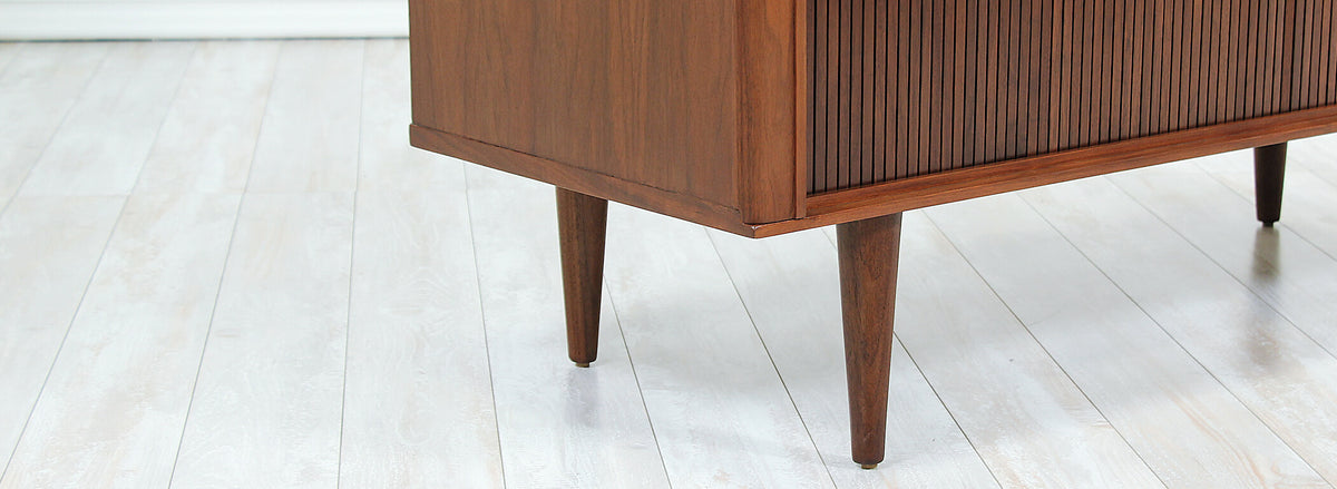 Mid-Century Modern Compact Tambour-Door Credenza by Barzilay 