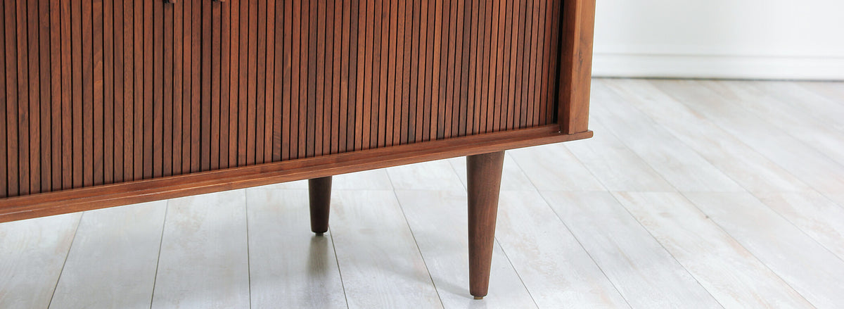 Mid-Century Modern Compact Tambour-Door Credenza by Barzilay 