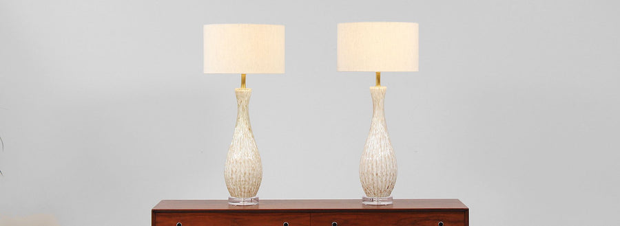 Mid-Century Murano Glass & Lucite Table Lamps by Seguso